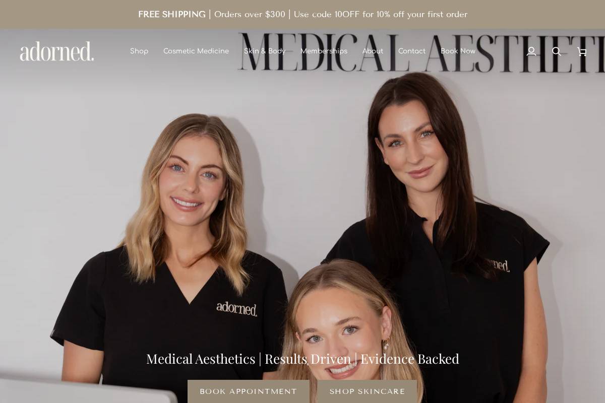 adornedaesthetics.com.au homepage screenshot