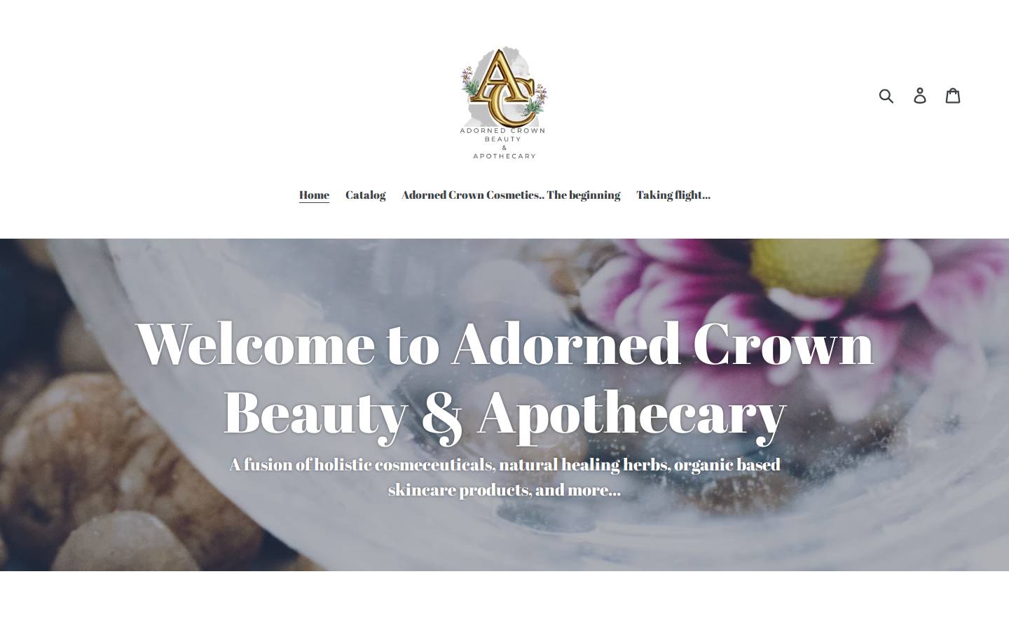 adornedcrowncosmetics.com homepage screenshot
