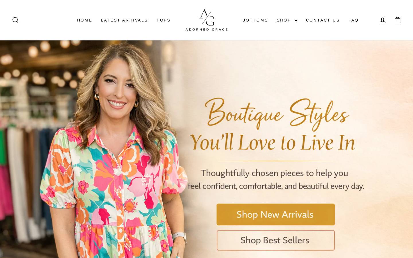 adornedgrace.com homepage screenshot