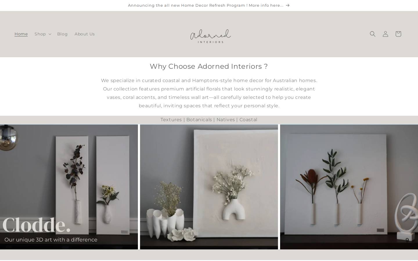 adornedinteriors.com.au homepage screenshot