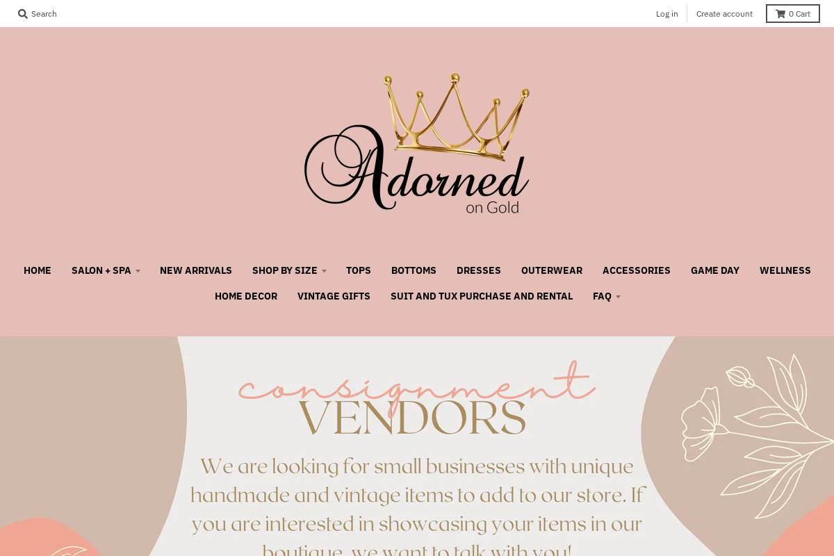 adornedongold.com homepage screenshot