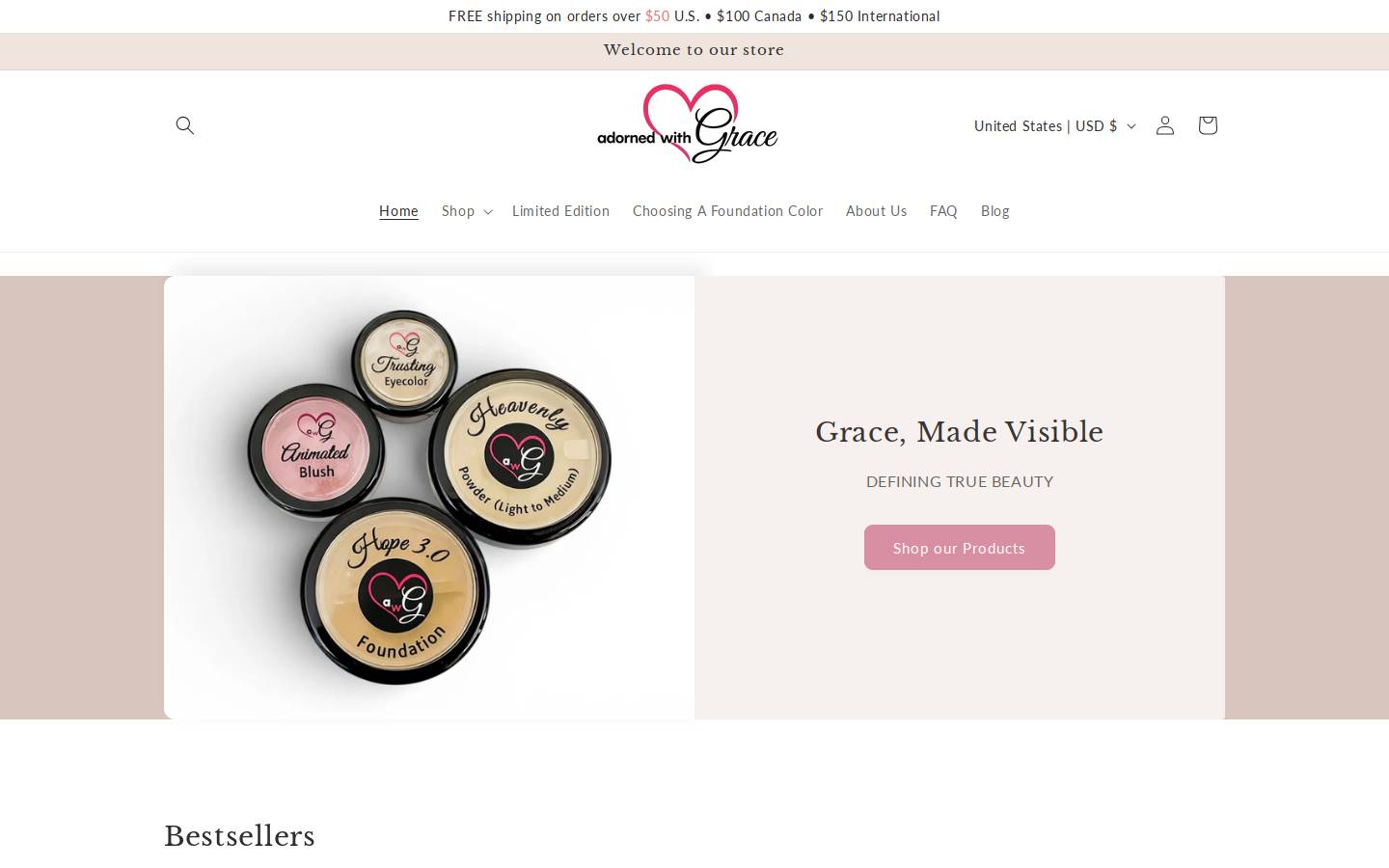 adornedwithgrace.com homepage screenshot