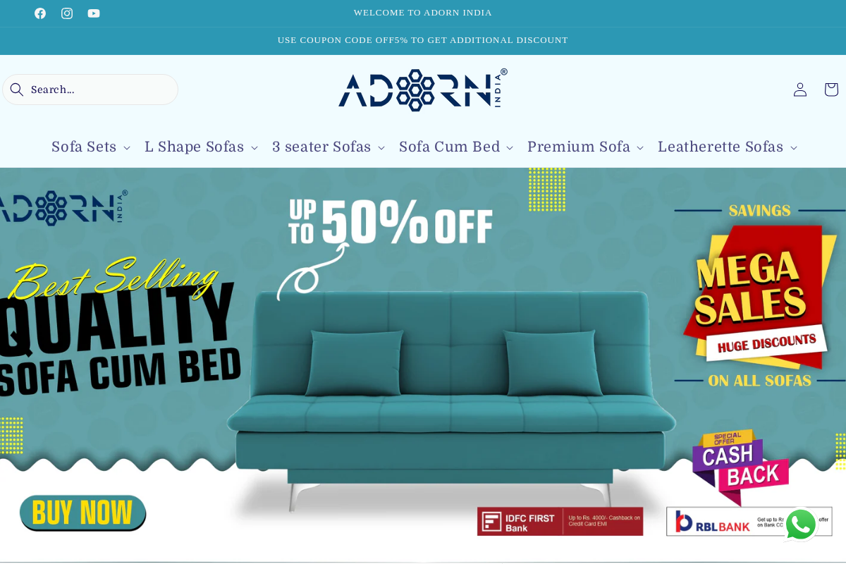 Adorn India homepage screenshot