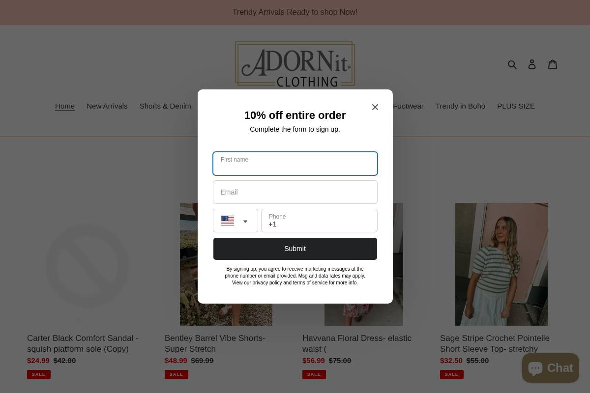 adornitclothing.com homepage screenshot