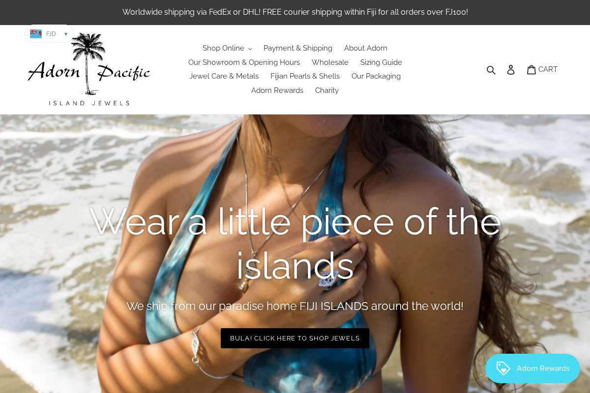 Adorn Pacific homepage screenshot