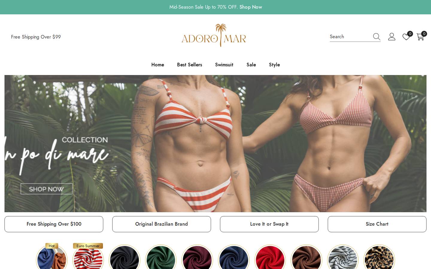 adoromarbikinis.com homepage screenshot