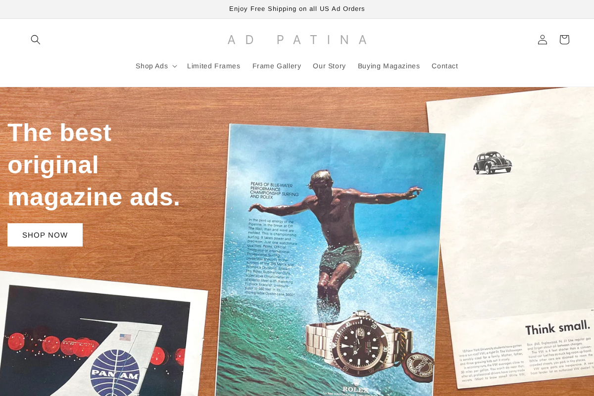 Ad Patina homepage screenshot