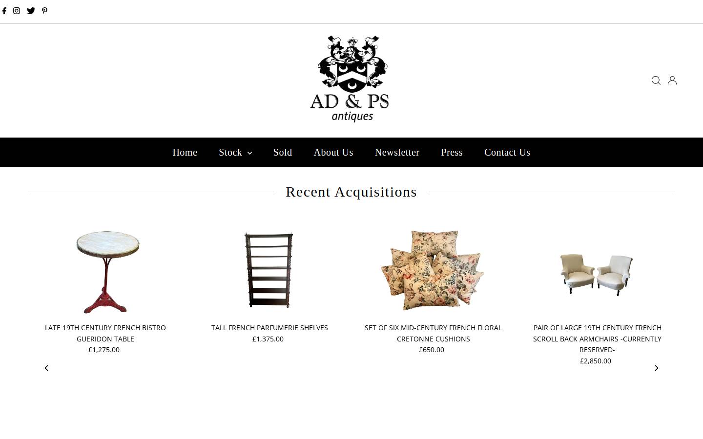 adpsantiques.com homepage screenshot