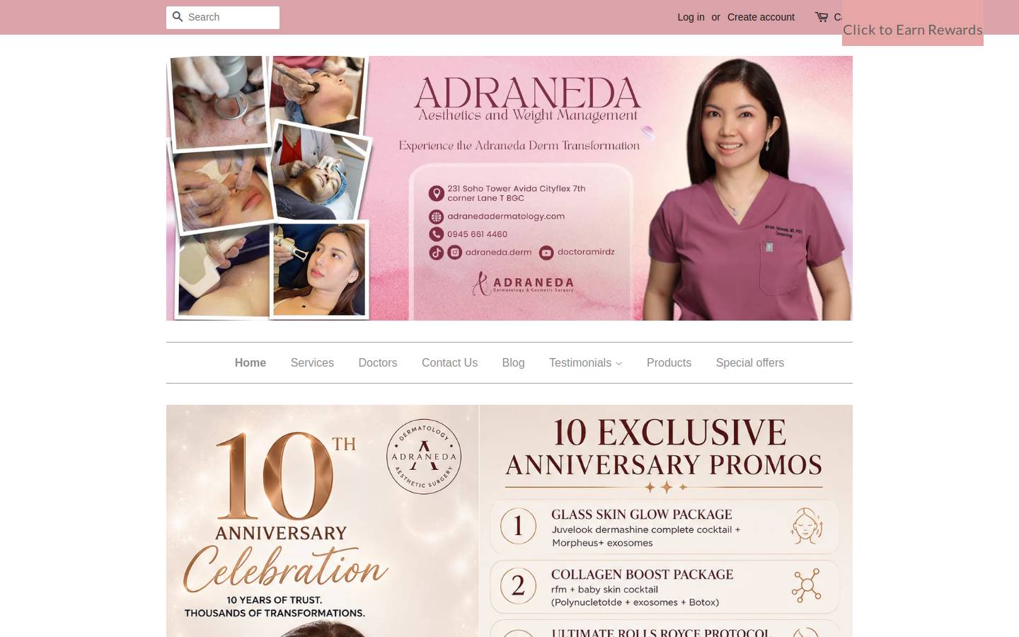 adranedadermatology.com homepage screenshot
