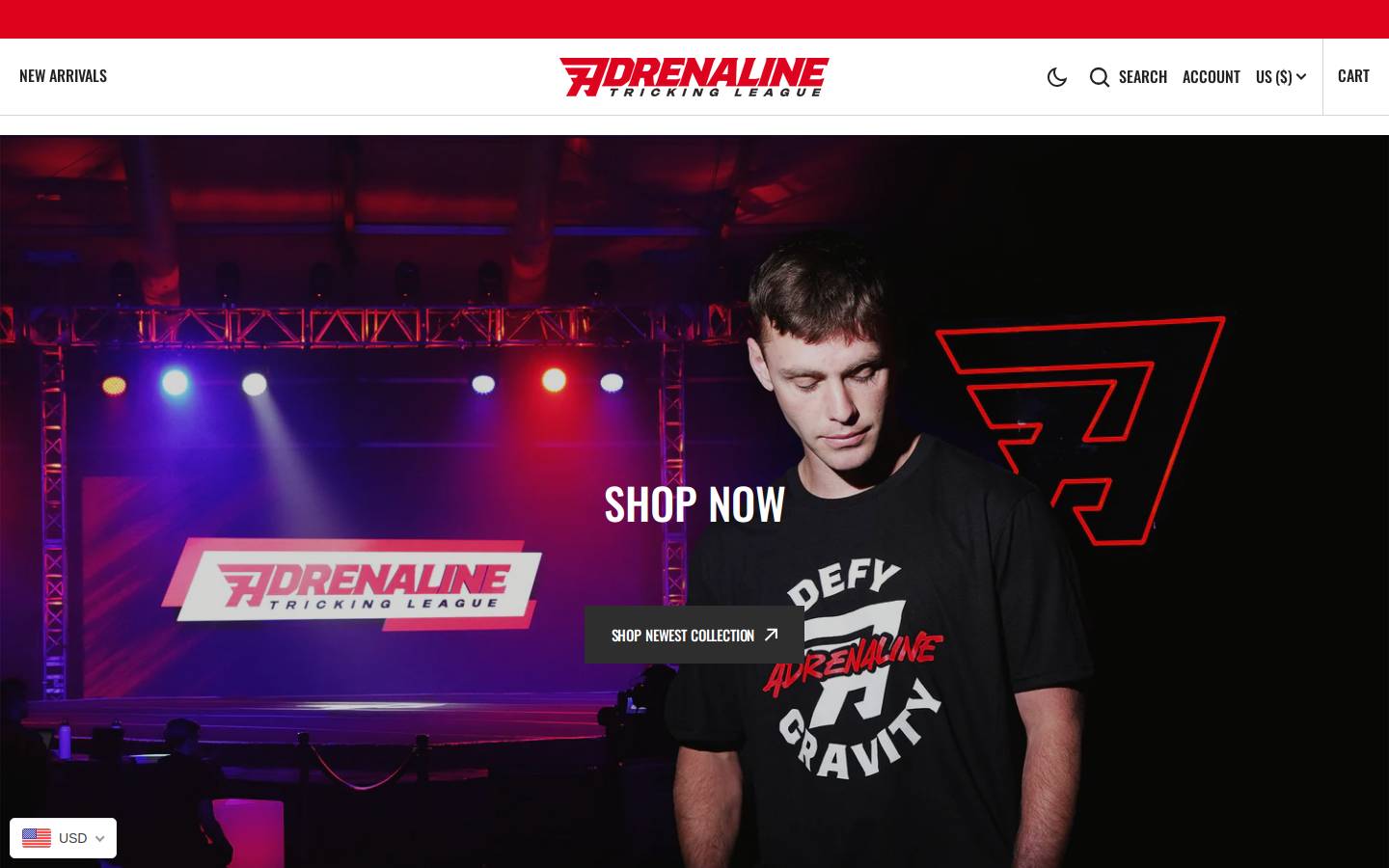 adrenaline-clothing.com homepage screenshot