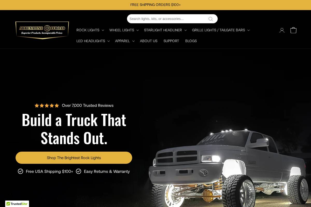 adrenalineoffroadoutfitters.com homepage screenshot