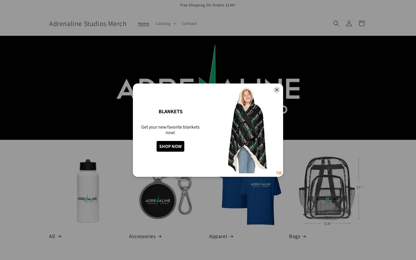 adrenalinestudiosmerch.com homepage screenshot