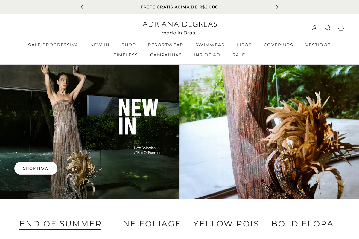 Adriana Degreas homepage screenshot