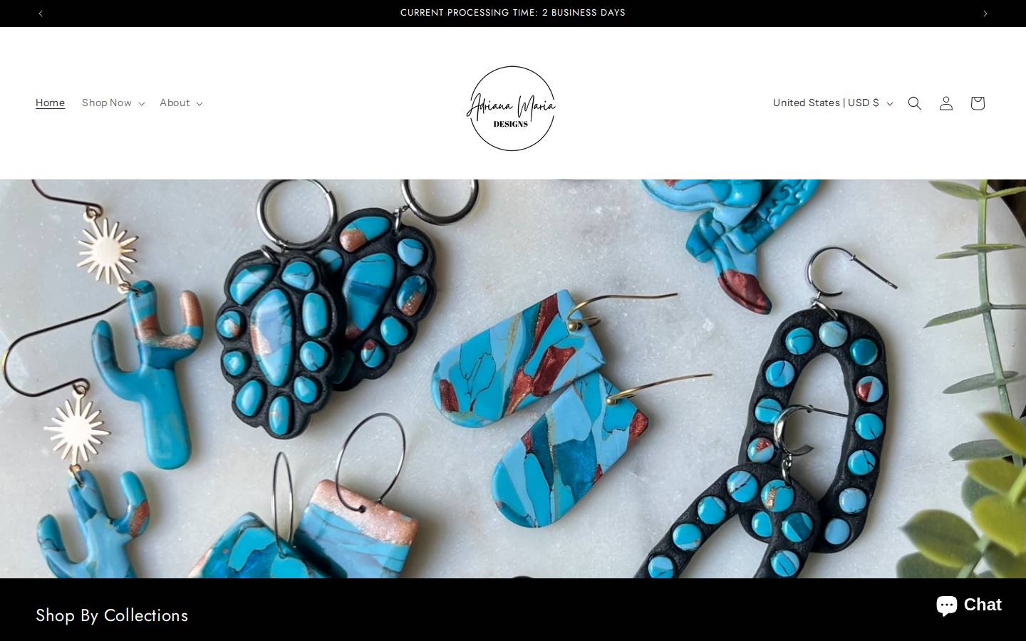 adrianamariadesigns.com homepage screenshot