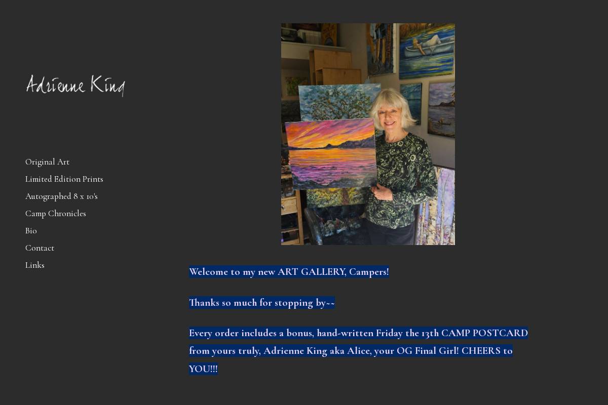 adrienneking.com homepage screenshot