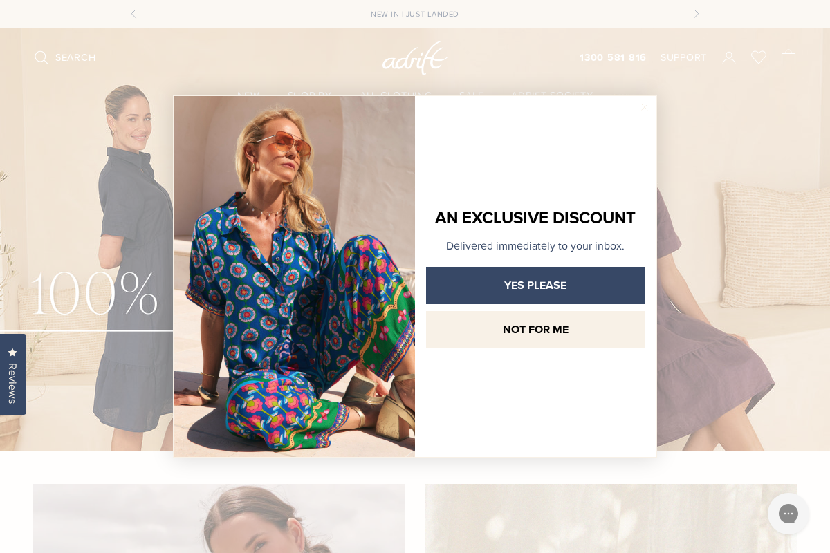 adrift.com.au homepage screenshot