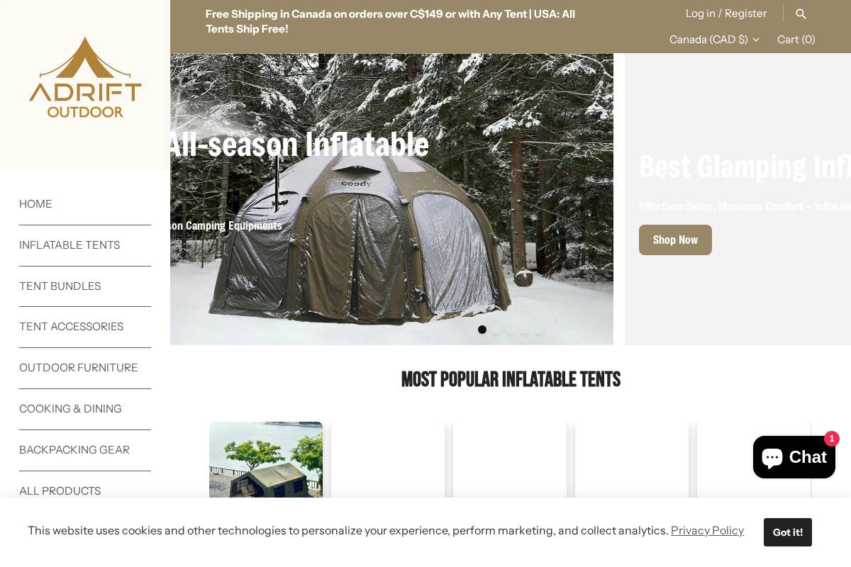 adriftallseason.com homepage screenshot