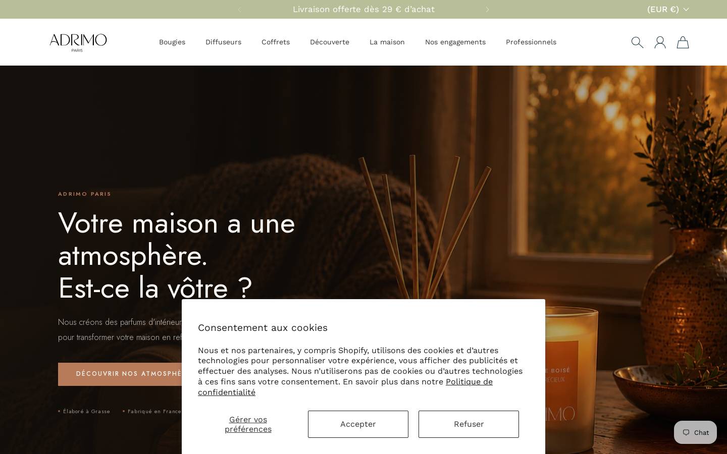 Adrimoparis homepage screenshot