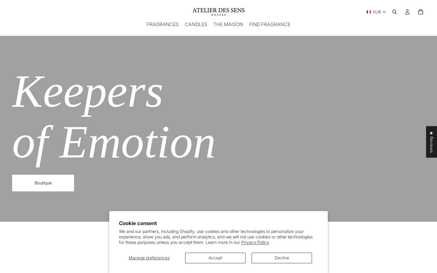 Atelier des Sens - Grasse homepage screenshot