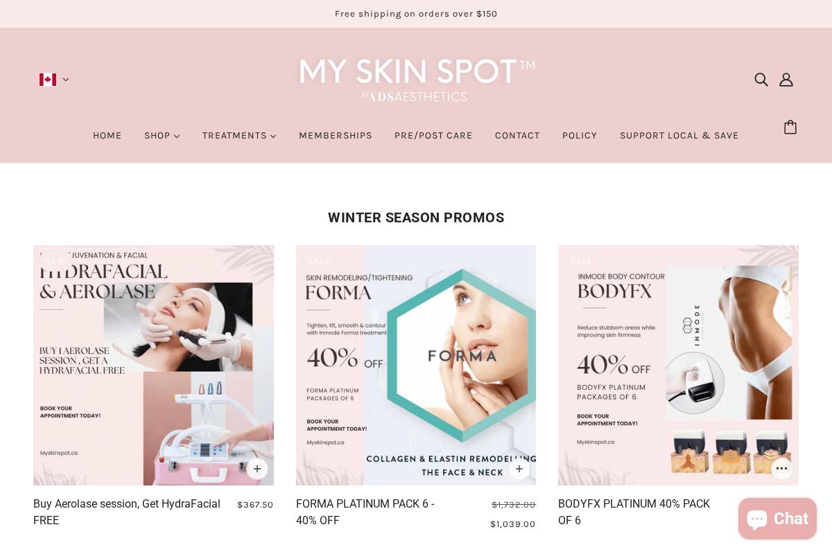 adsaesthetics.ca homepage screenshot