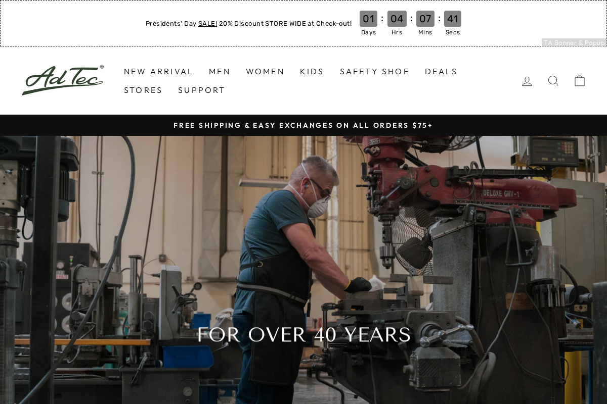 AdTecFootWear homepage screenshot