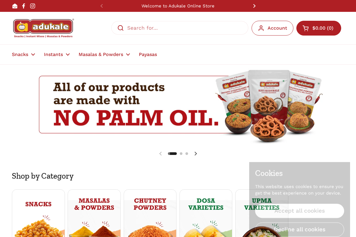 Adukale homepage screenshot