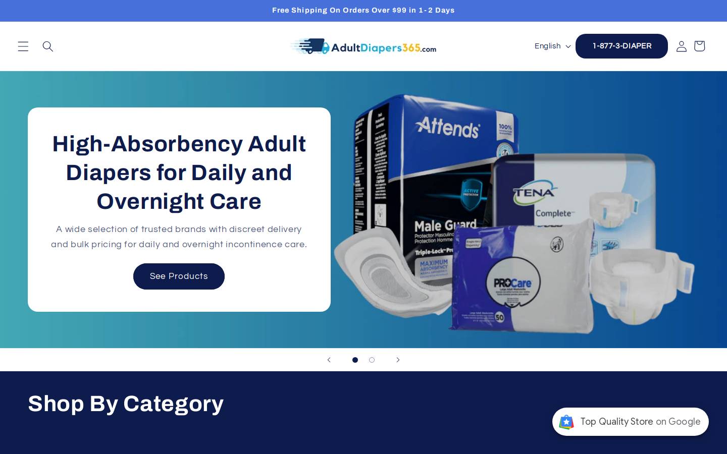 adultdiapers365.com homepage screenshot