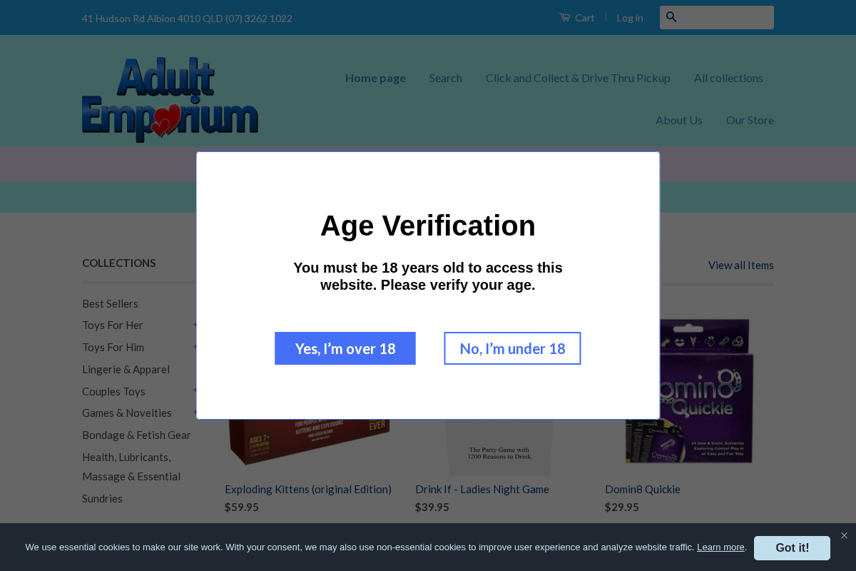 Adult Emporium homepage screenshot