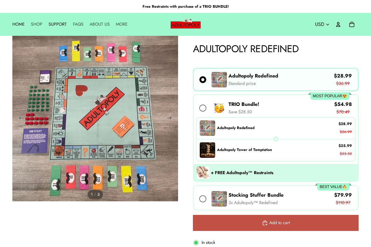 Adultopoly homepage screenshot