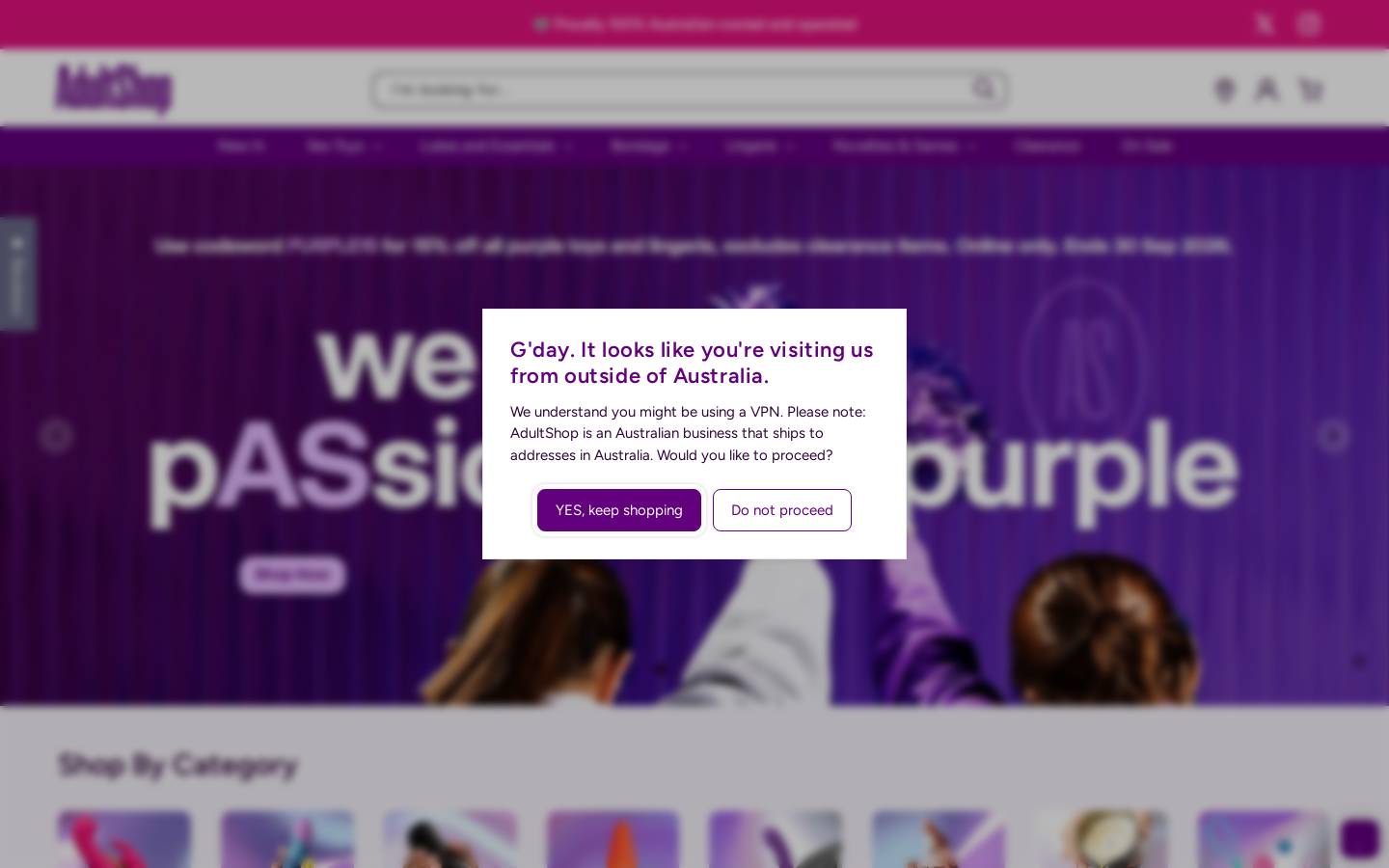 AdultShop homepage screenshot