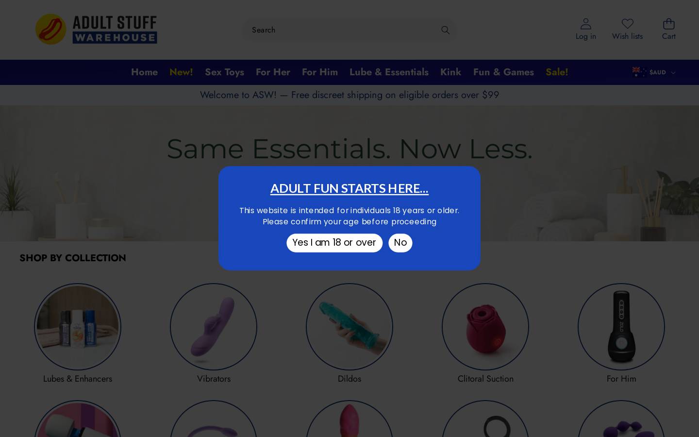 Adult Stuff Warehouse homepage screenshot
