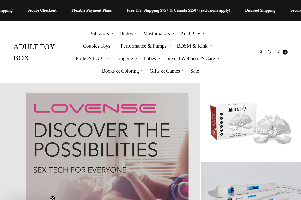 Adult Toy Box homepage screenshot