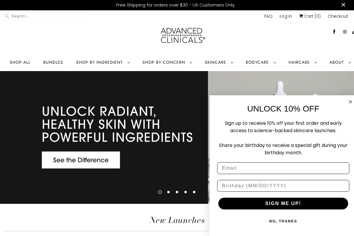 Advanced Clinicals homepage screenshot