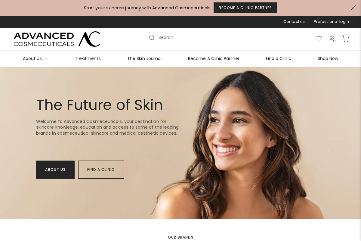 Advanced Cosmeceuticals homepage screenshot