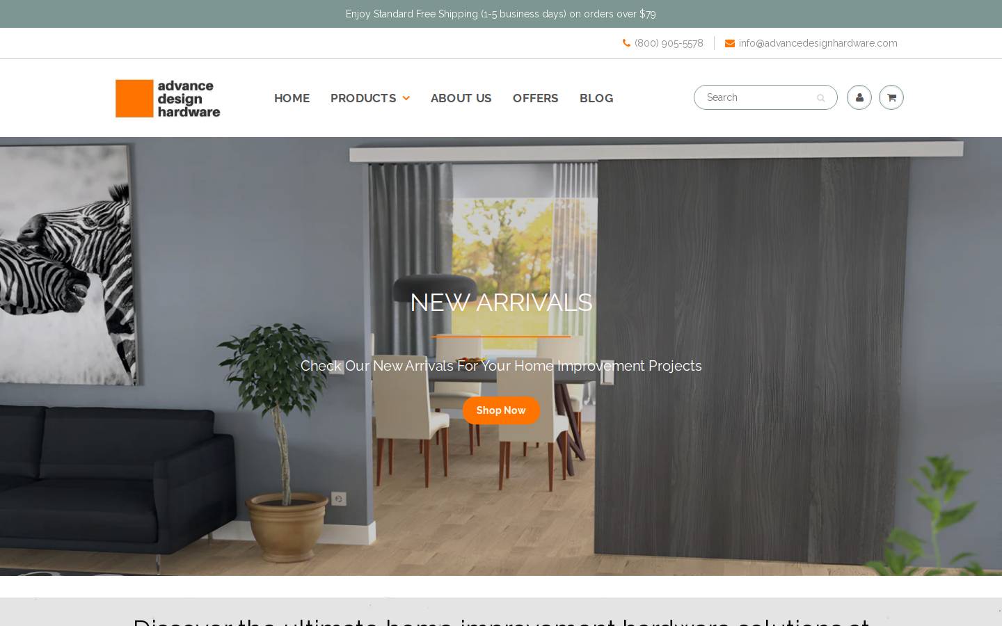 Advance Design Hardware homepage screenshot