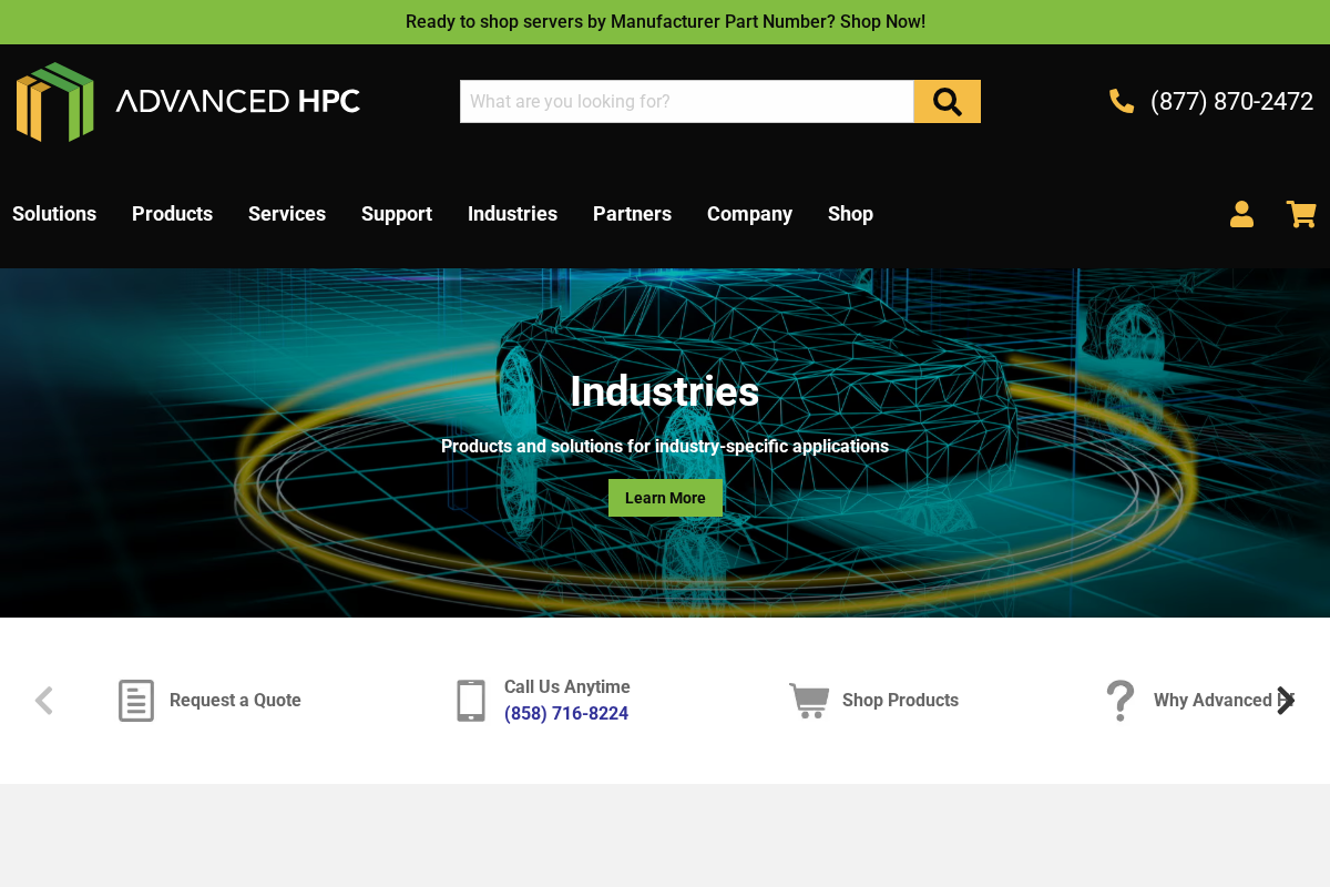 Advanced HPC homepage screenshot