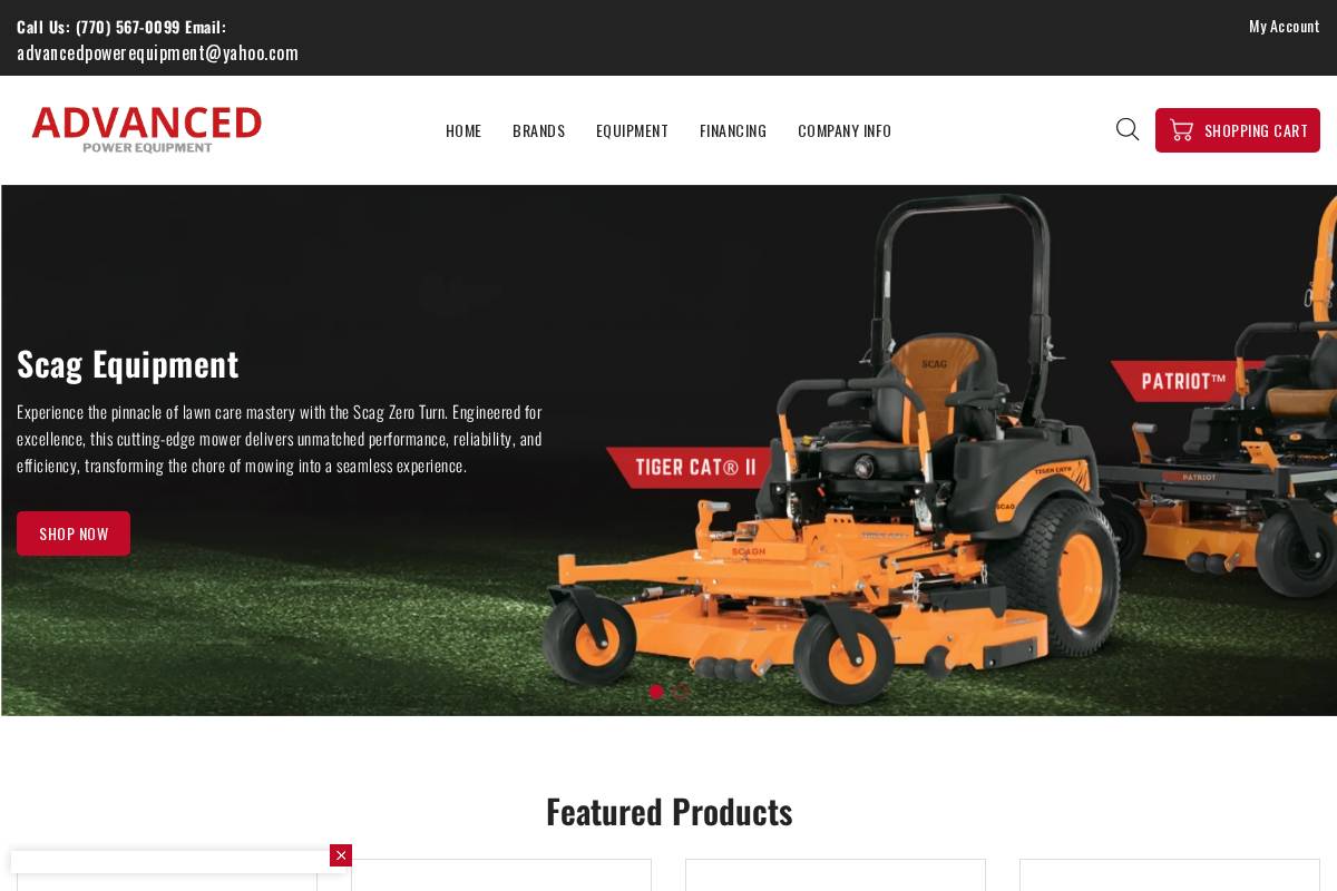 advancedpowerequipment.com homepage screenshot