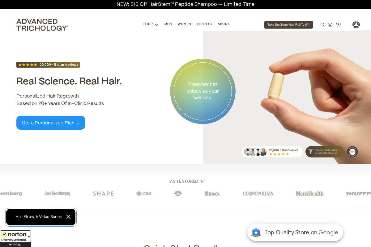 Advanced Trichology homepage screenshot