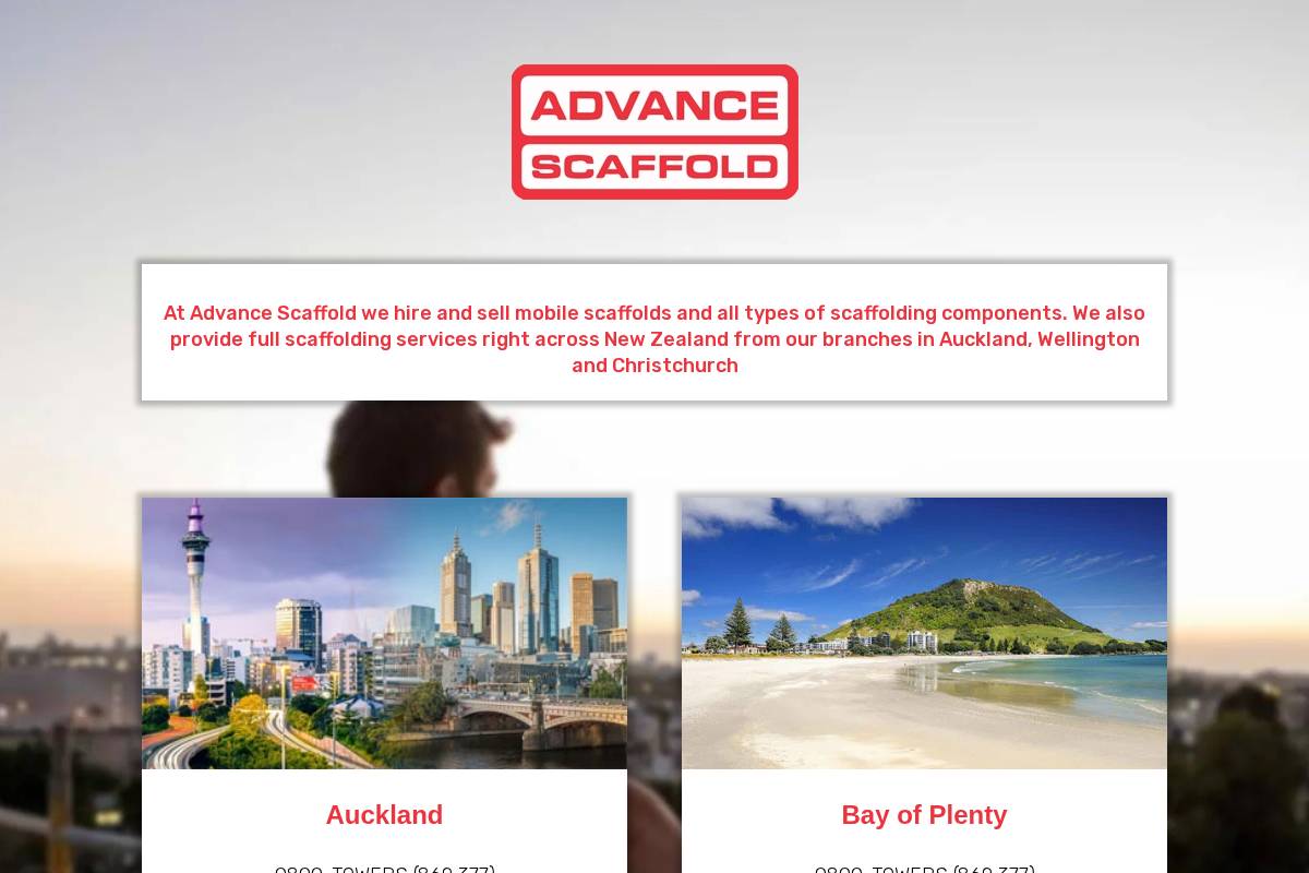 advancescaffold.co.nz homepage screenshot