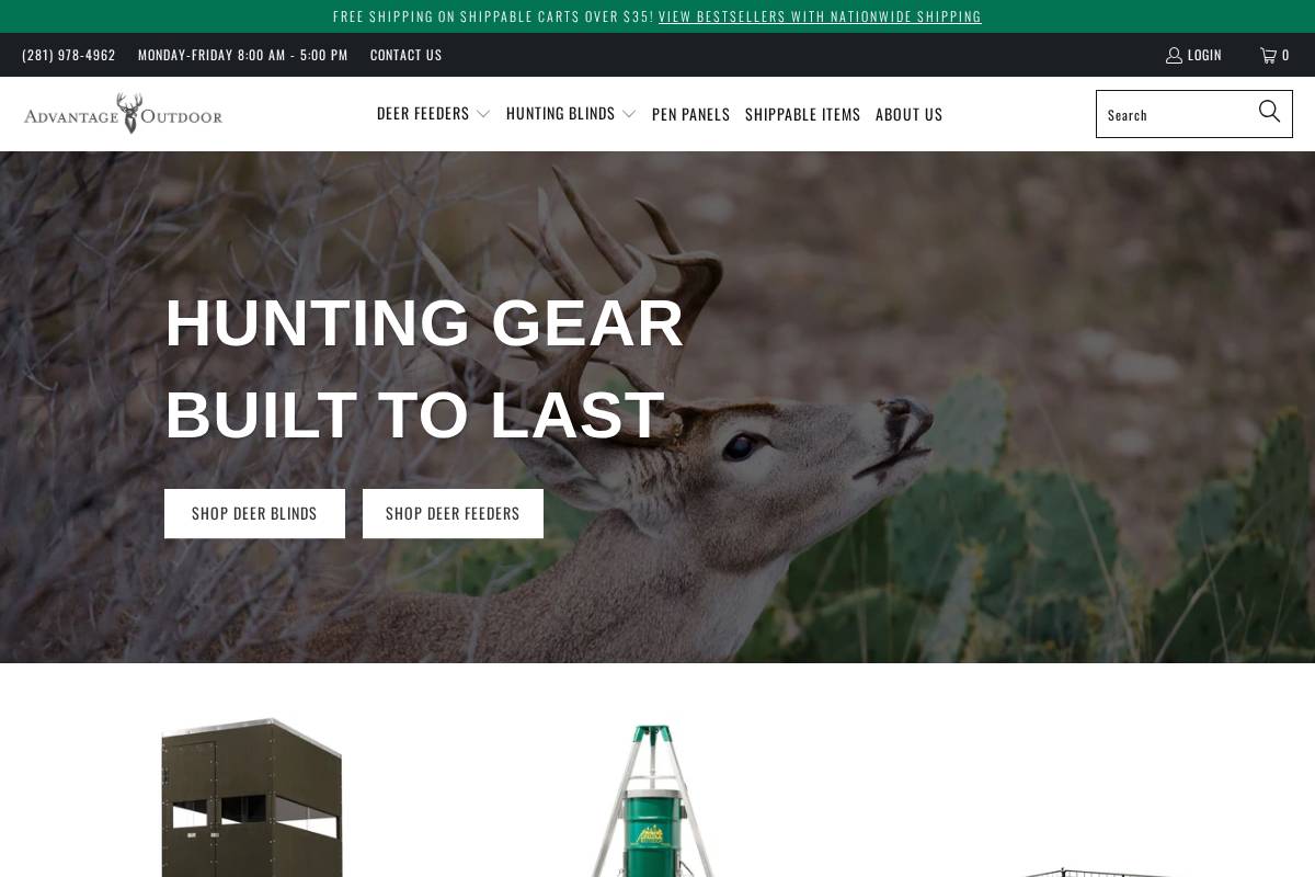 advantageoutdoor.com homepage screenshot