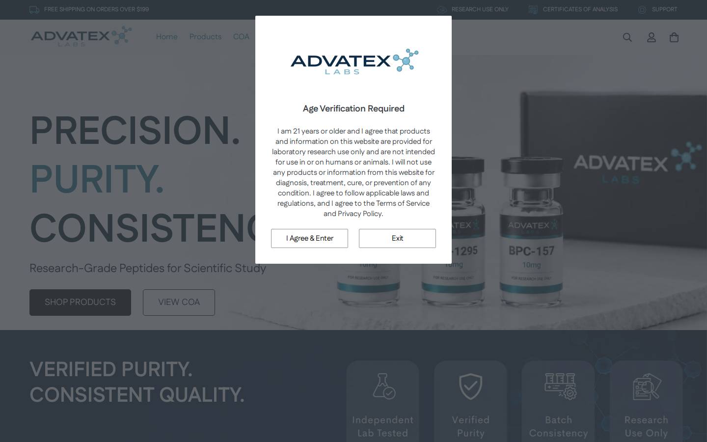 advatexlabs.com homepage screenshot