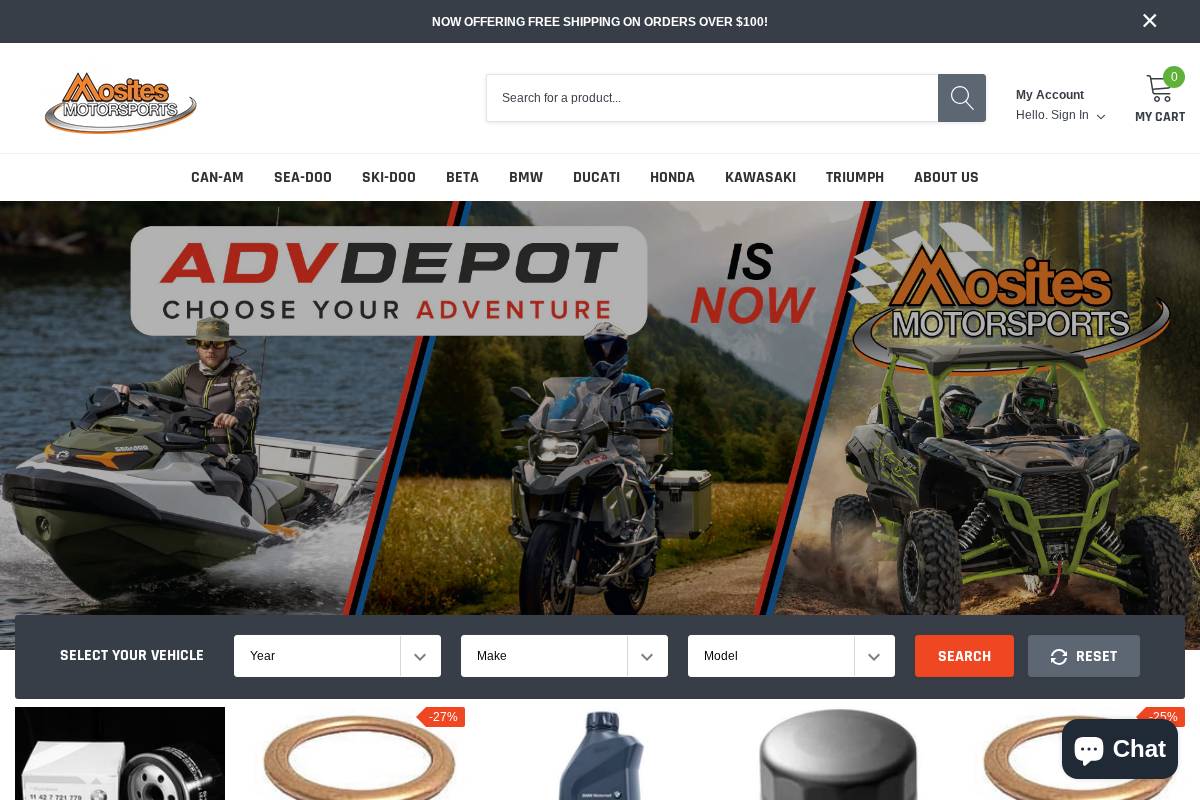 Mosites Motorsports homepage screenshot
