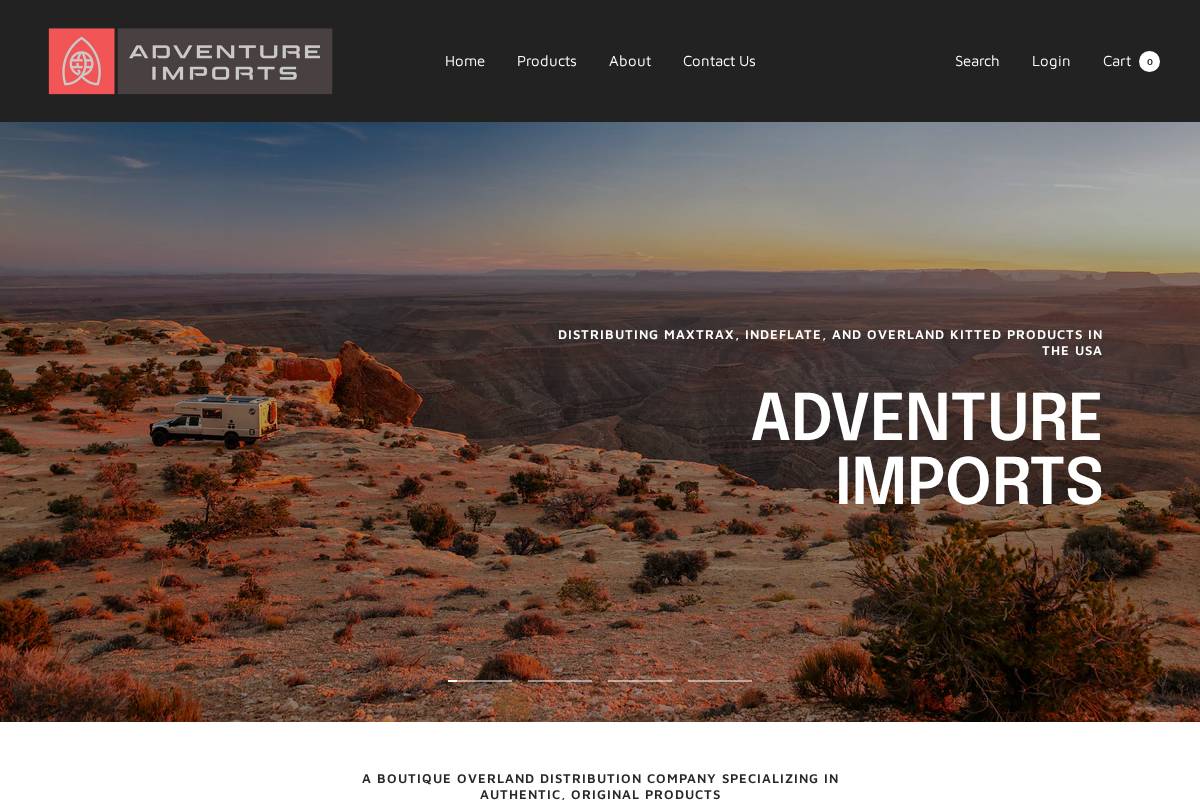 adventure-imports.com homepage screenshot
