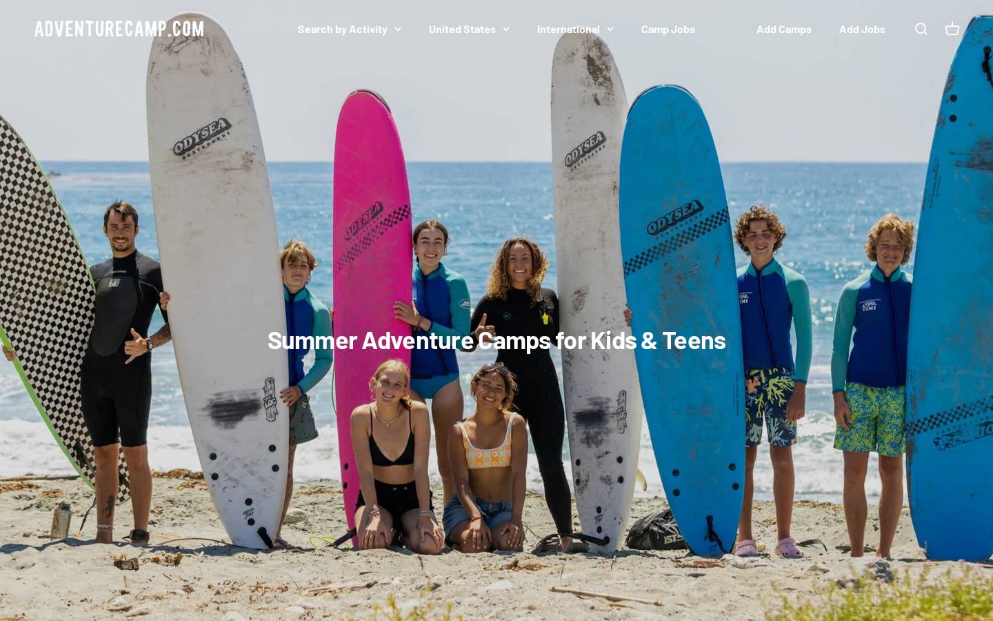 adventurecamp.com homepage screenshot