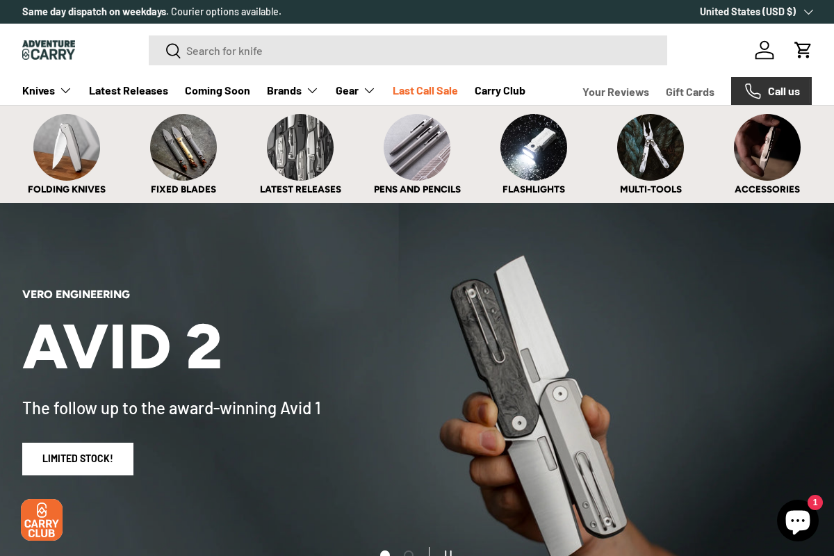 Adventure Carry homepage screenshot