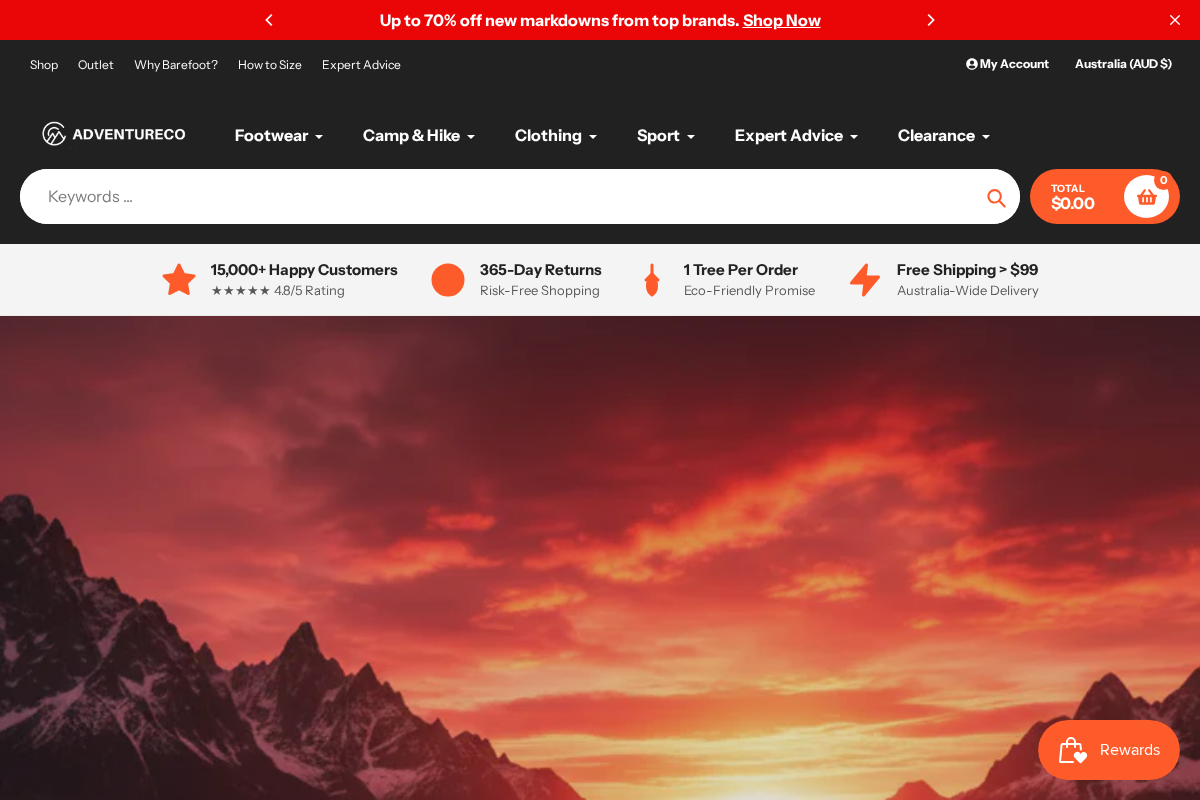 Adventureco homepage screenshot