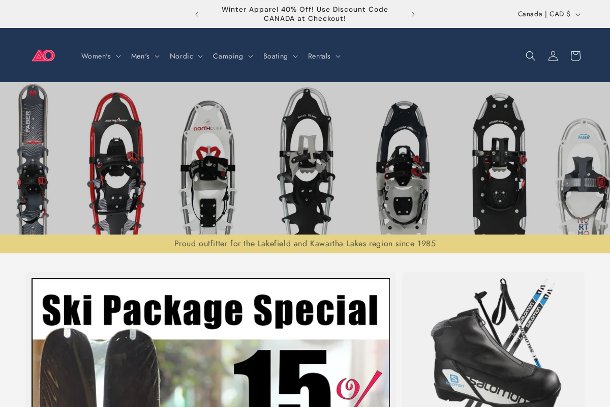 Adventure Outfitters homepage screenshot