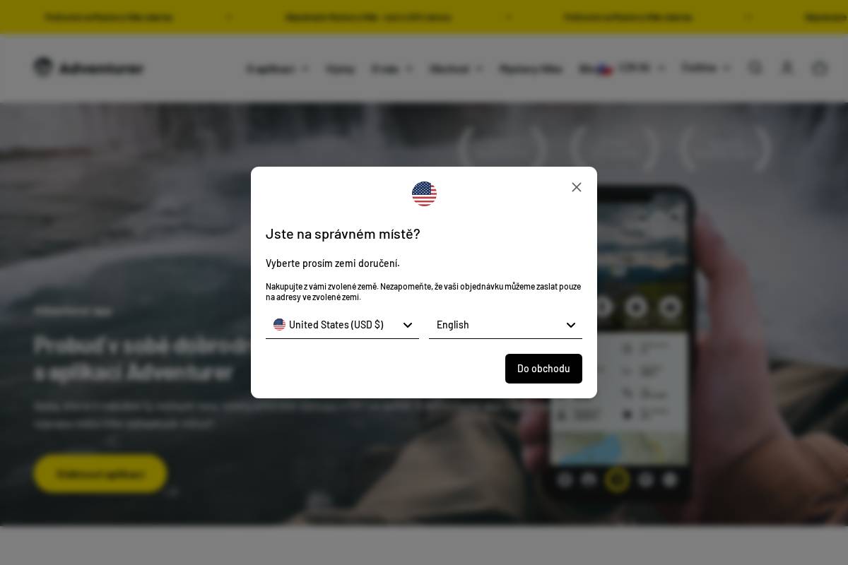 adventurerapp.com homepage screenshot
