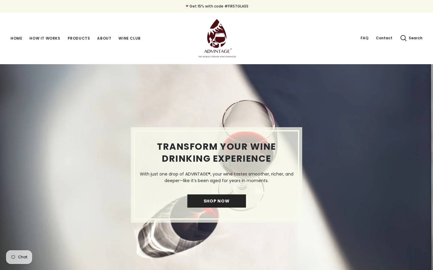Advintagewine homepage screenshot