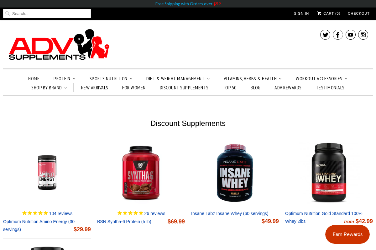 ADVSupplements.com homepage screenshot